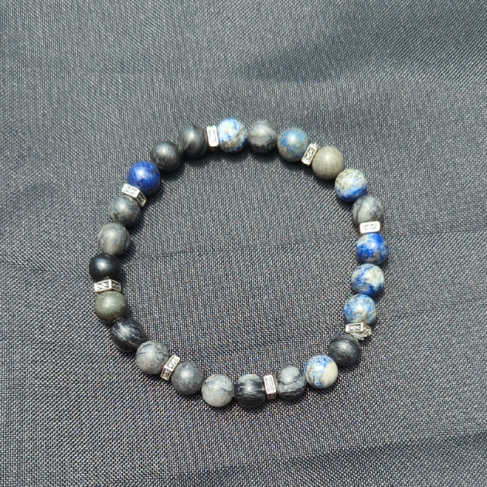 Stylish Blue and Gray Beaded Bracelet